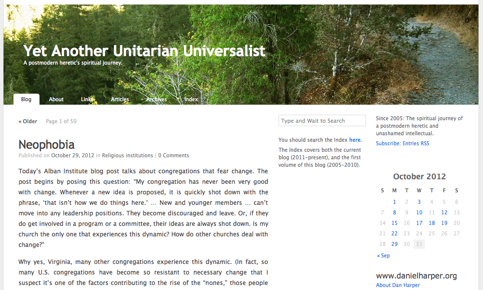 Screenshot of my blog in 2012
