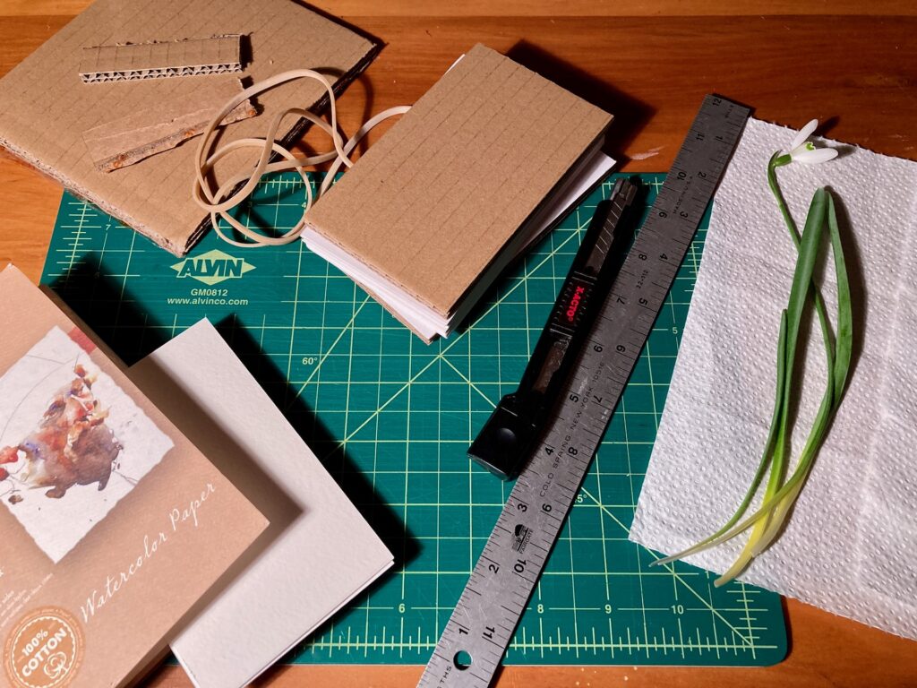 Photo of the materials listed, laid out on a work table.