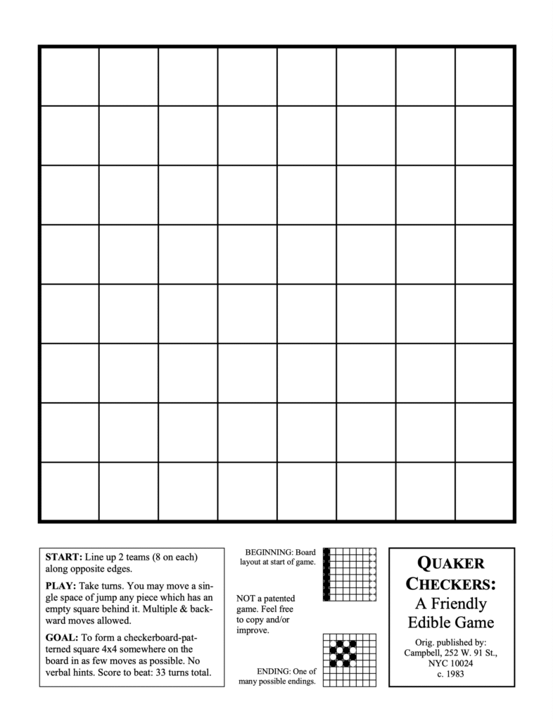 Graphic of the game board for Quaker Checkers.